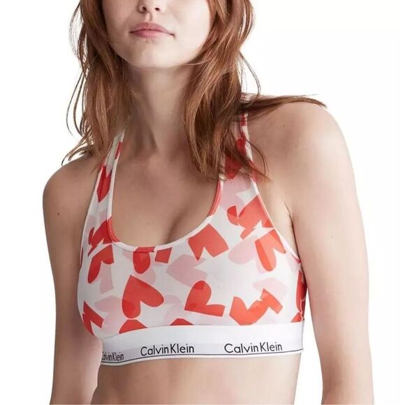 Calvin Klein NWT size M red and white hearts bralette Folded Hearts Odyssey - Picture 4 of 7